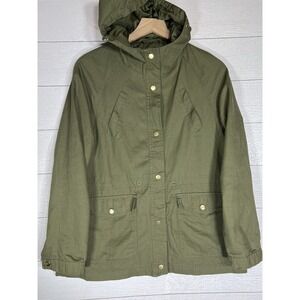 Bella Donna Moda Italiana Large 100% Cotton Metal Button Green Hoodie Jacket